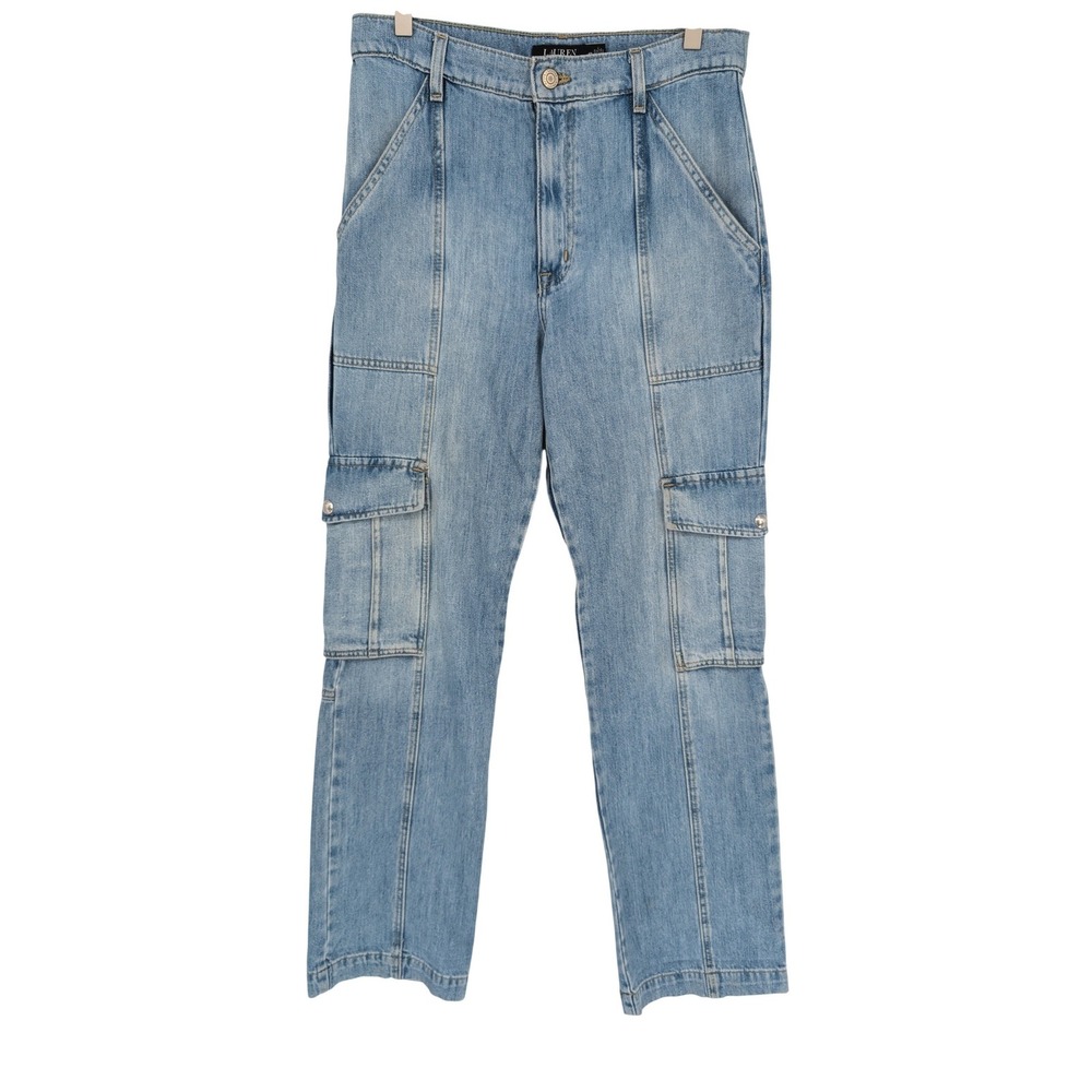 Ralph Lauren Cargo Jeans Womens‎ 6P Blue Light Wash Straight Utility High Rise